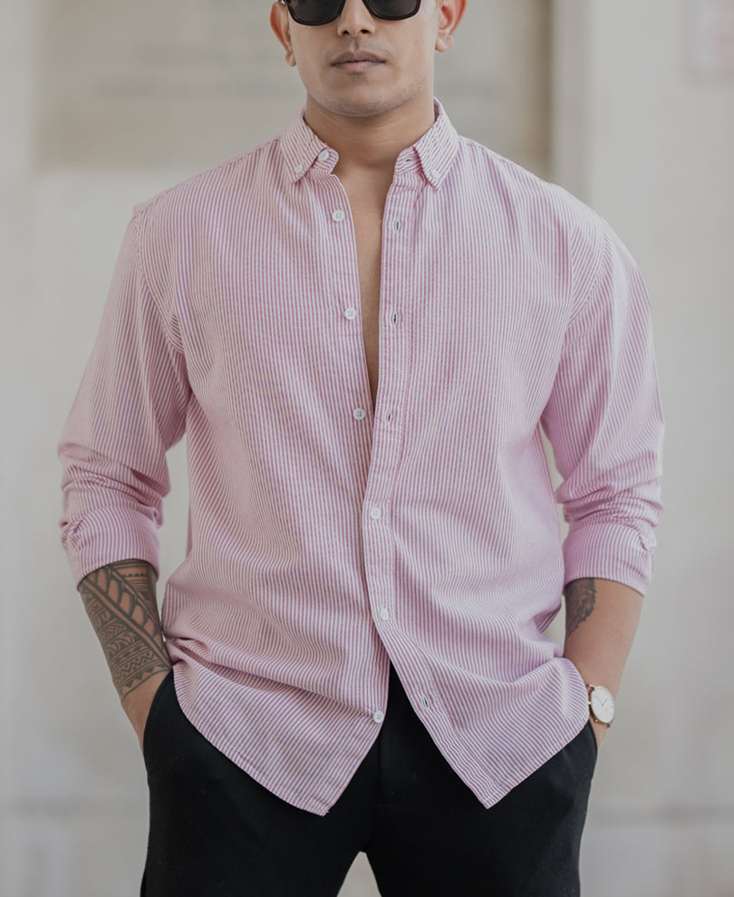 Red Striped Oxford Shirt
