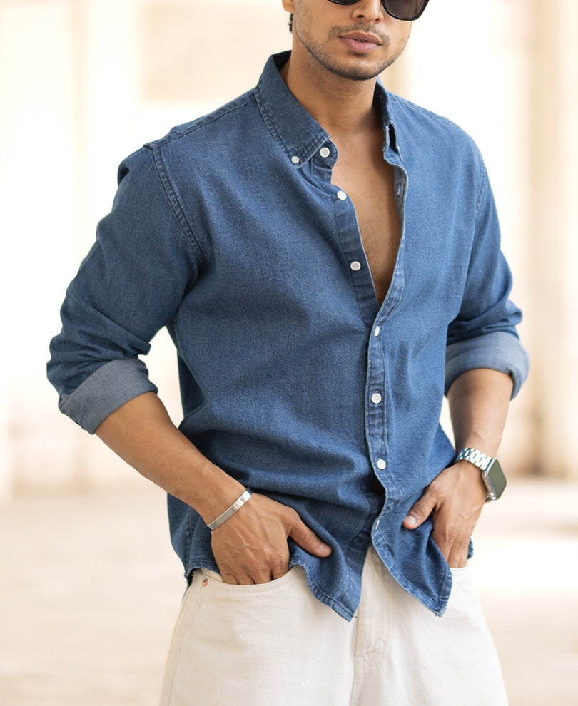 Blue Denim Full Sleeves Regular Fit Shirt