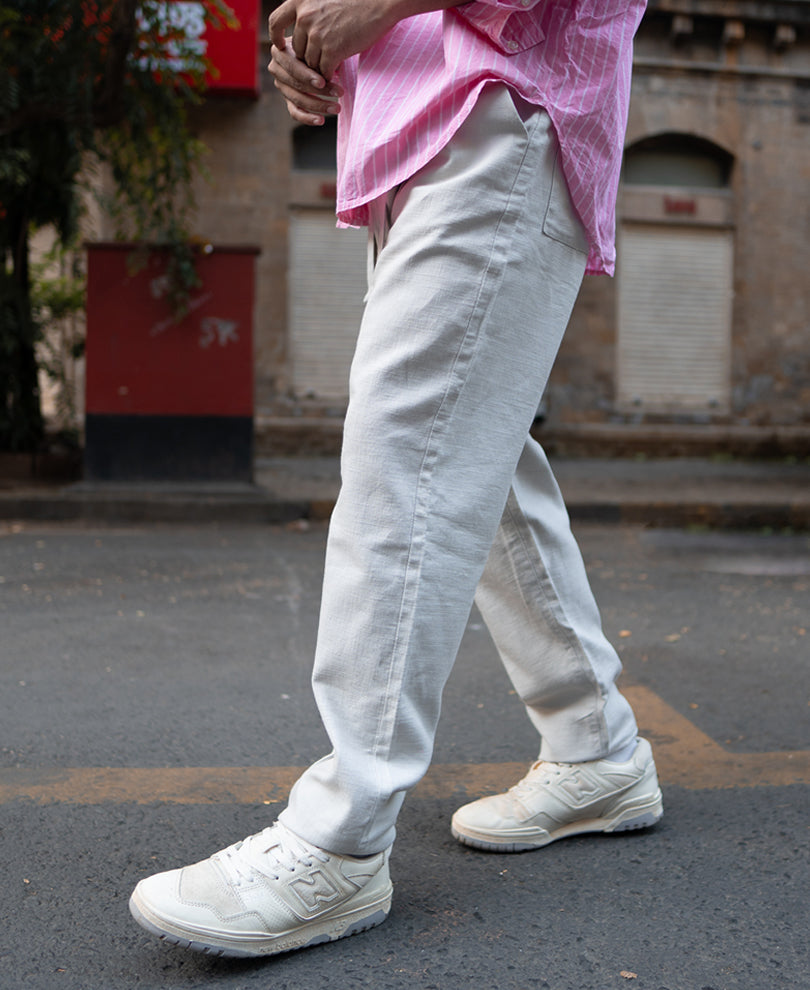 Grey Regular Fit Cotton Pant