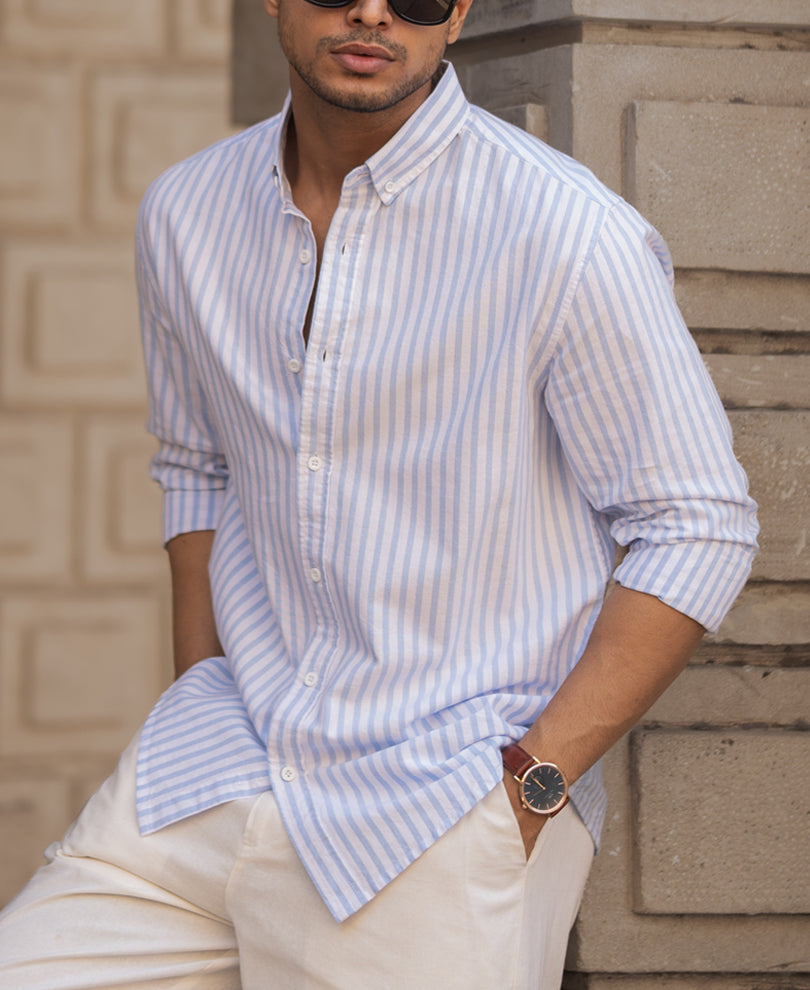 Blue Striped Oxford Shirt