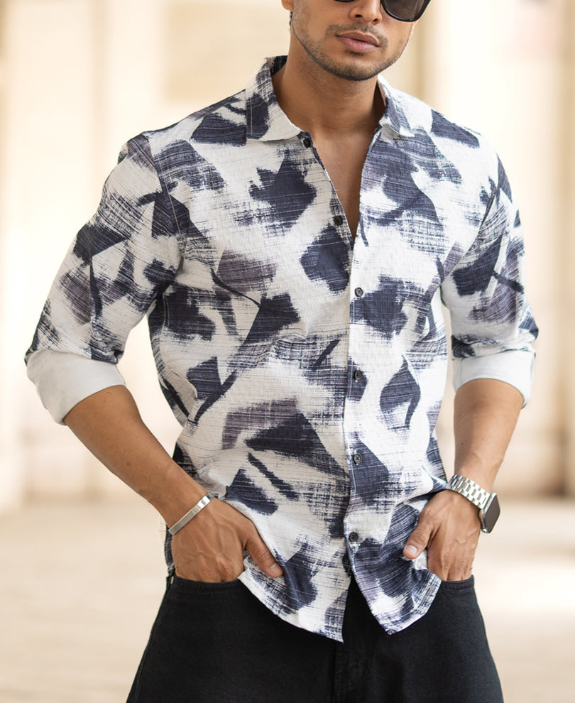 Navy Abstract Printed Shirt