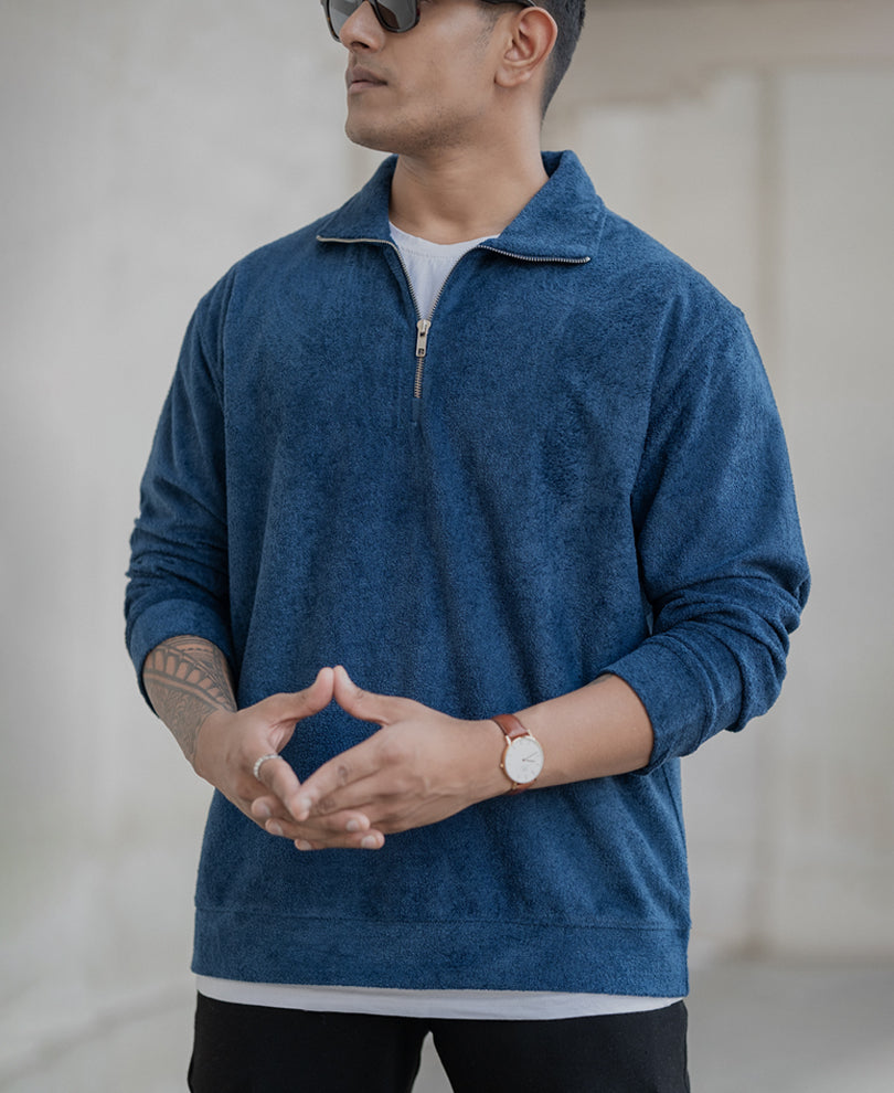 Navy Quarter Zip Polo T-Shirt