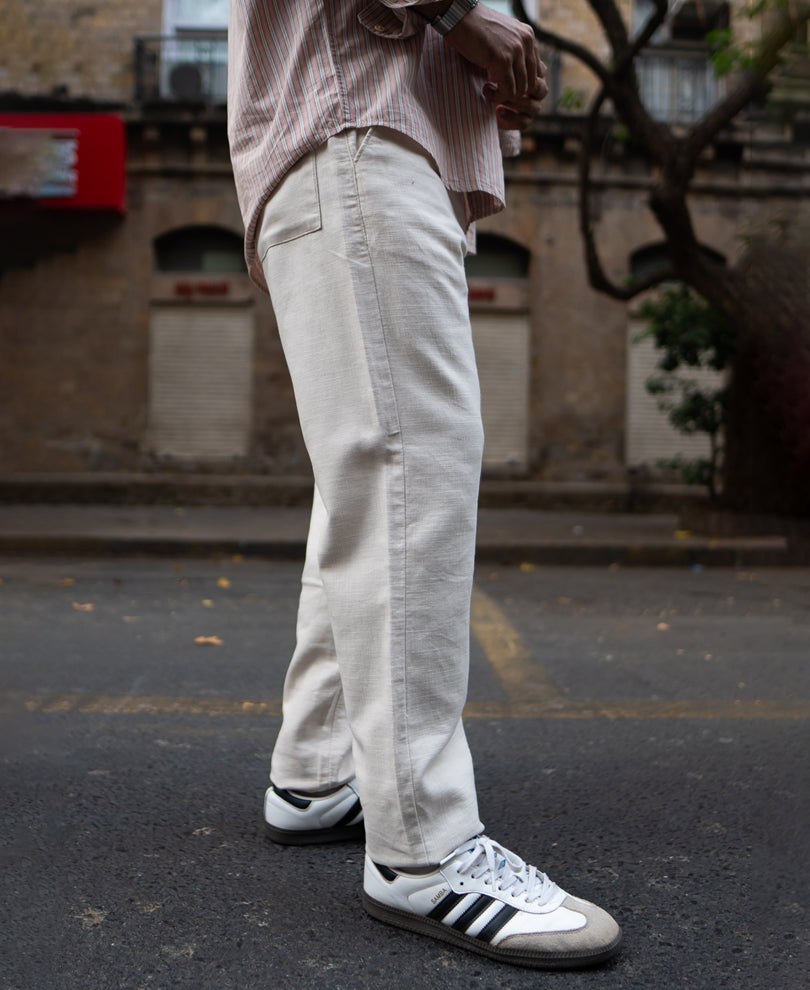 Cream Cotton Trousers