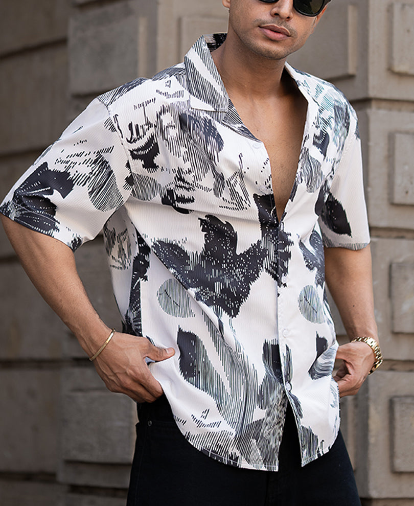Black And White Abstract Print Shirt