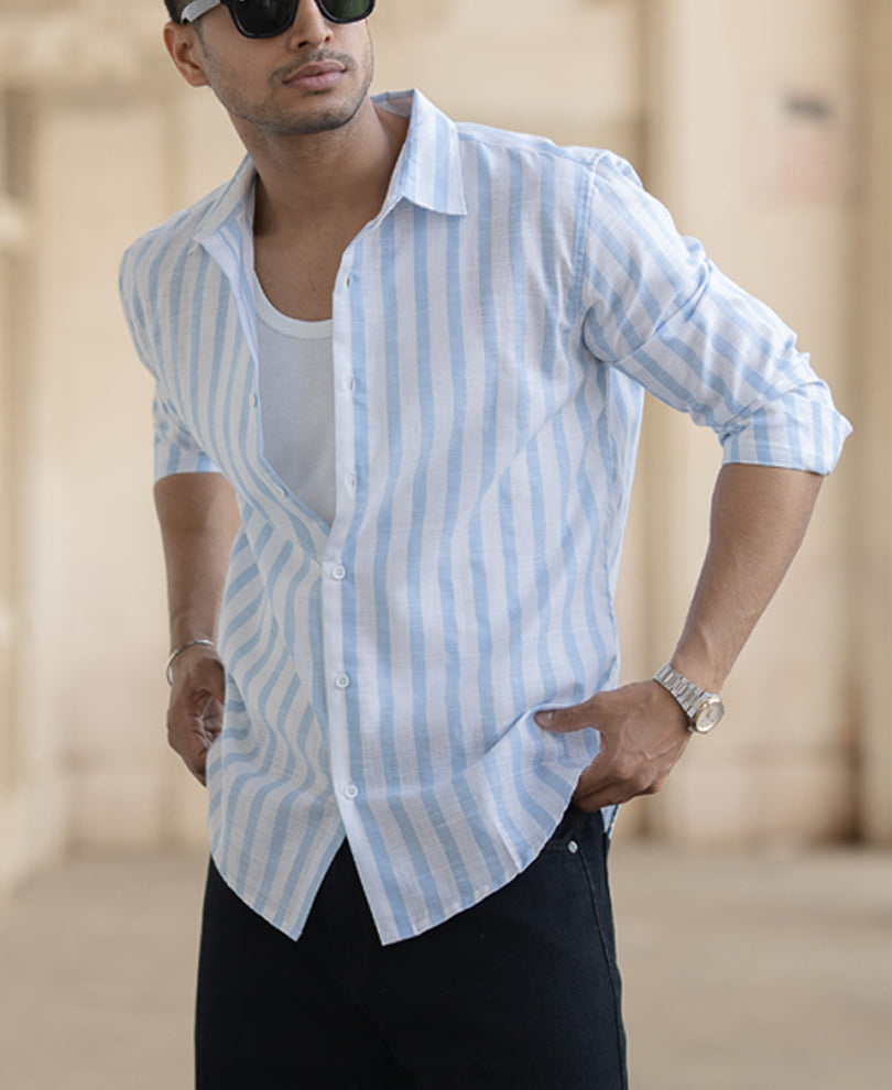 Light Blue Nautical Stripe Shirt