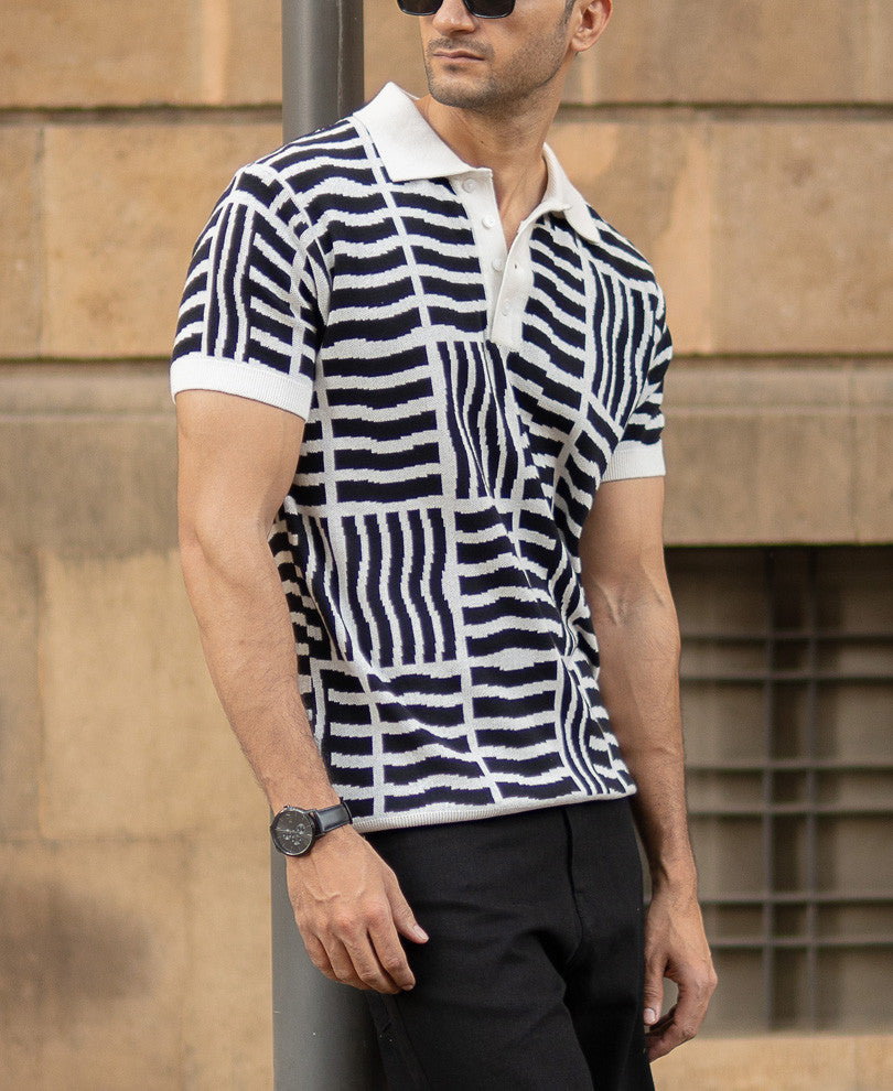 Black Abstract Jacquard T-Shirt