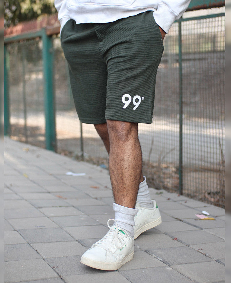 Olive Green 99 Print Shorts