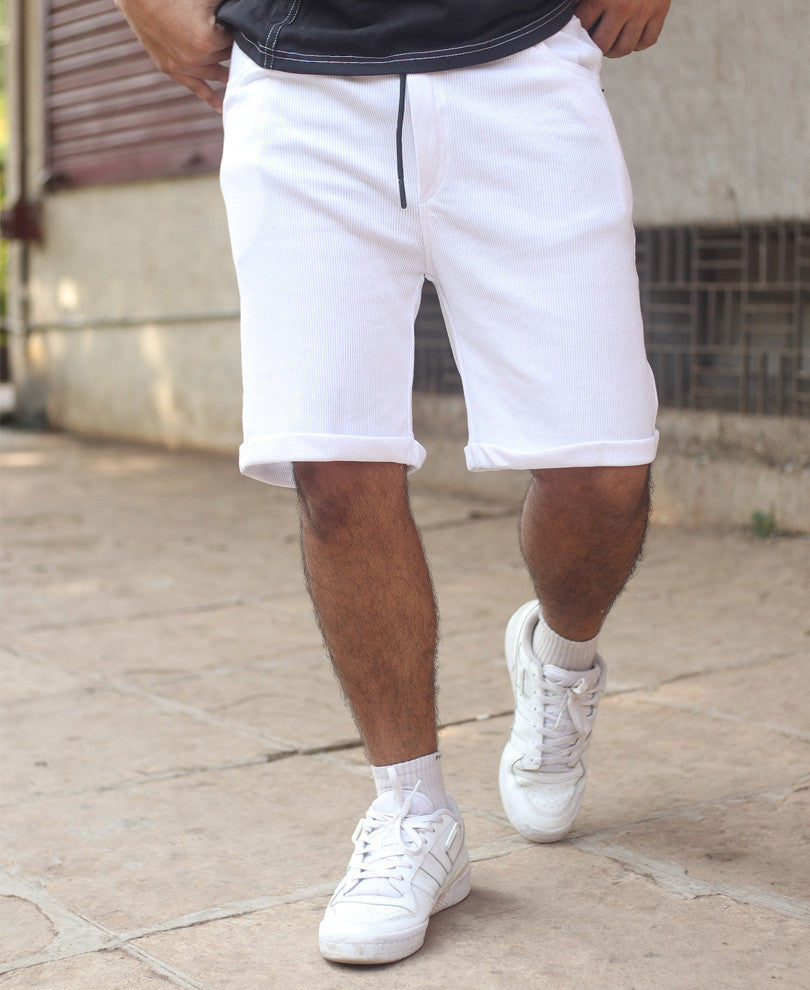 Urban White Plain Shorts