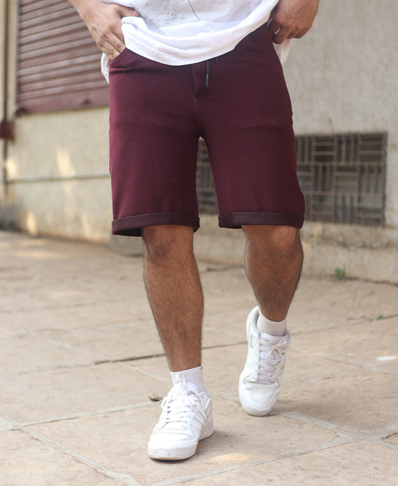 Urban Maroon Plain Shorts