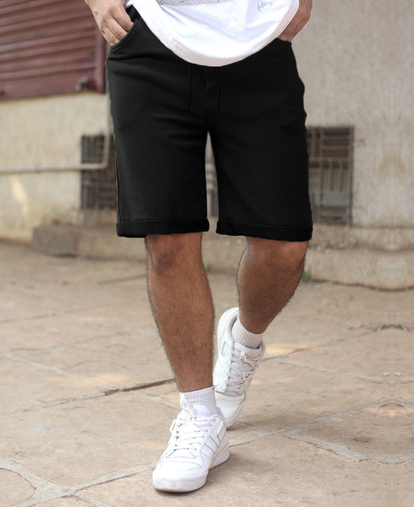 Urban Black Plain Shorts