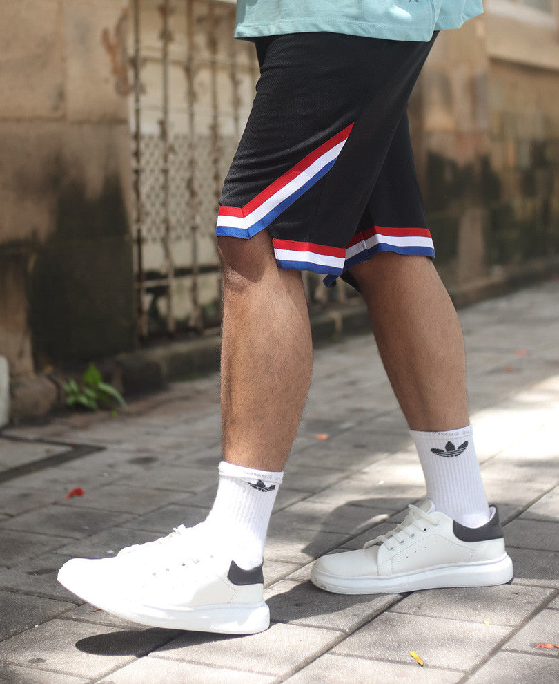 Black Stripe Bottom Cut Dri Fit Shorts