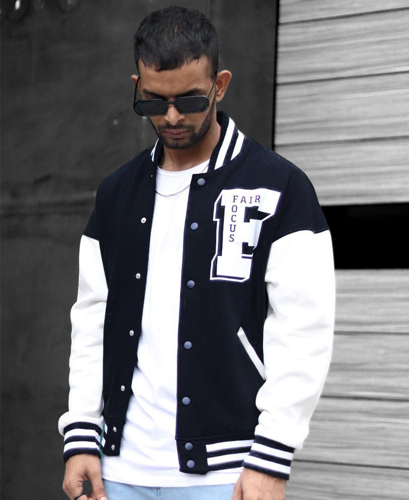 Navy Blue Varsity Oversize Jacket