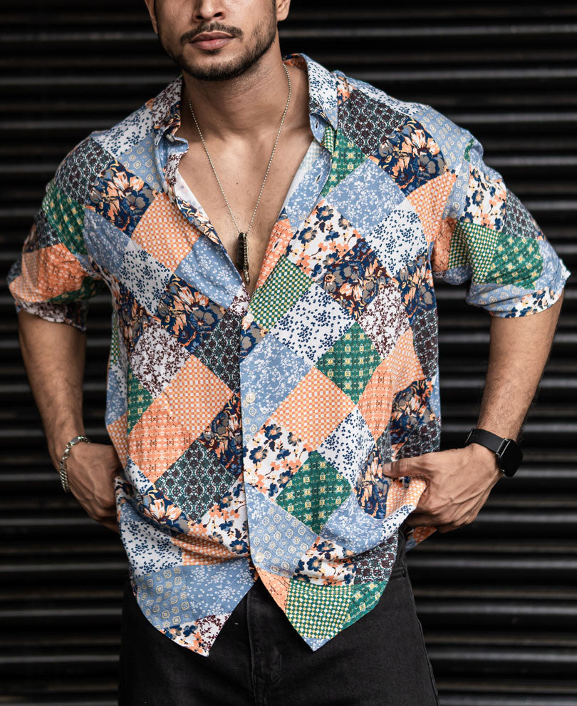 Multi Color Floral Print Oversize Drop Shoulder Shirt