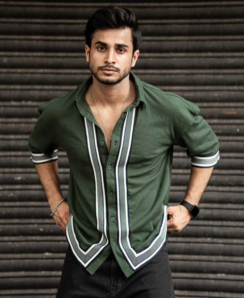 Olive Green Button Style Oversize Drop Shoulder T Shirt