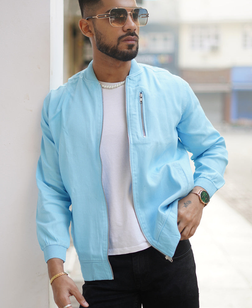 Sky Blue Bomber Jacket