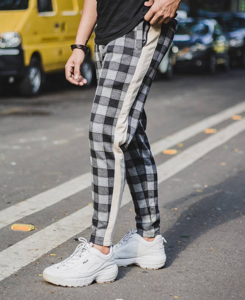 Black Checks Track Pant