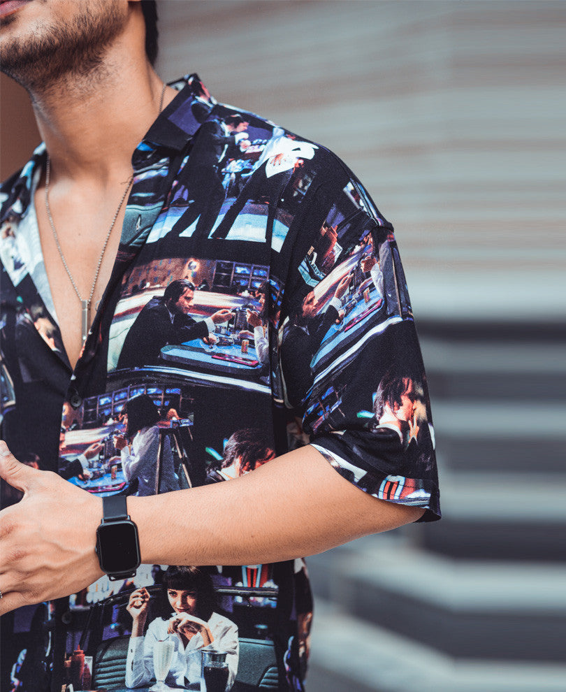 Black Pulp Fiction Oversize Drop Shoulder Shirt
