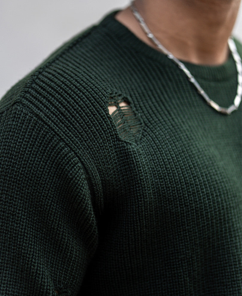 Olive Green Round Neck Full Sleeves Sweatshirt