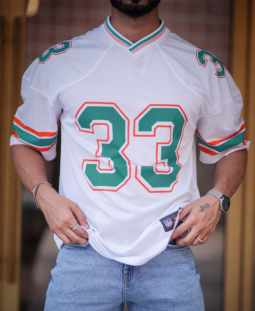 White 33 Print Oversize Drop Shoulder Dri-Fit Jersey