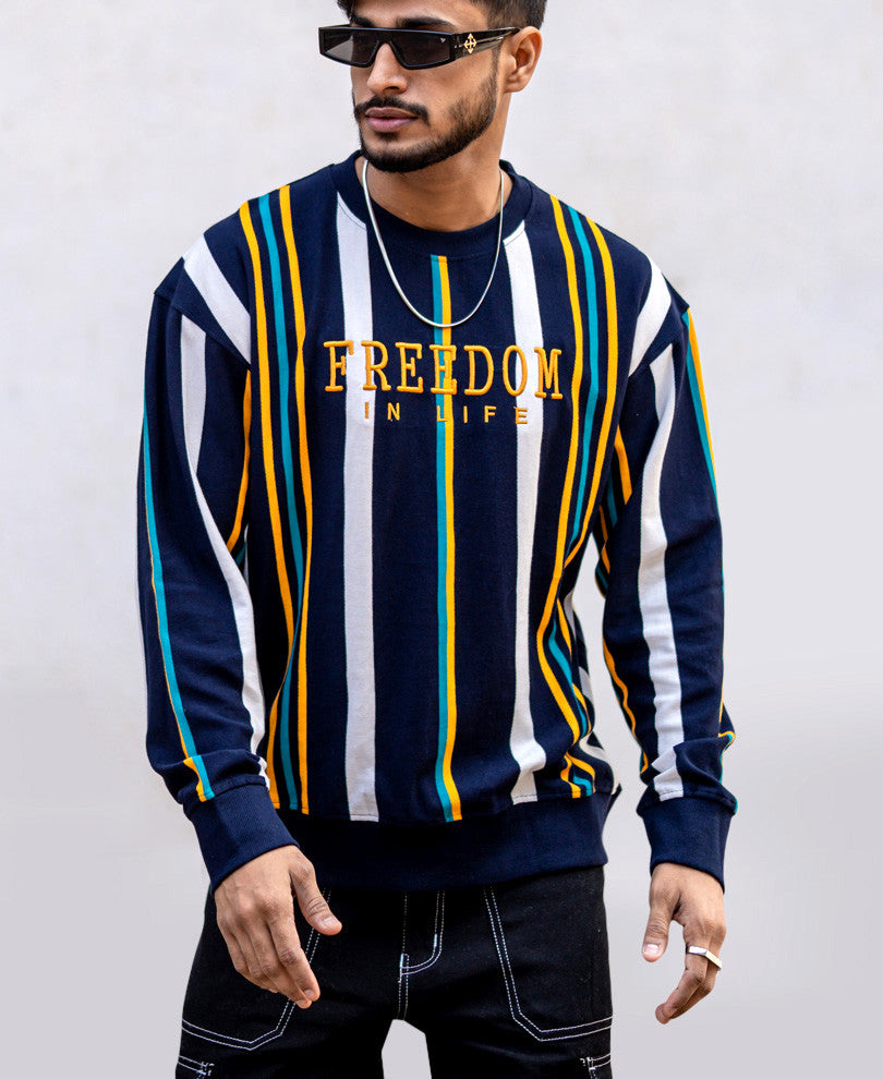 Multi Color Vertical Stripes Oversize Drop Shoulder T Shirt
