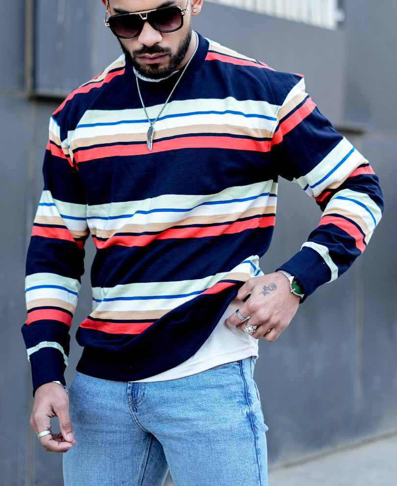Multi Striped Full Sleeves T Shirt