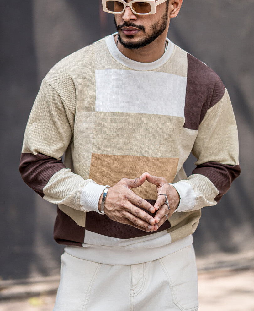 Multi Color Block Print Oversize Drop Shoulder T Shirt