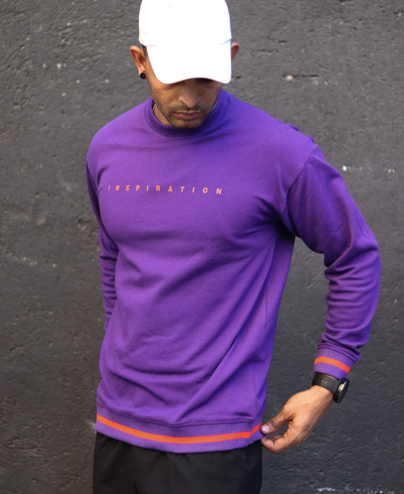 Purple Inspiration Print Oversize Drop Shoulder Sweatshirt