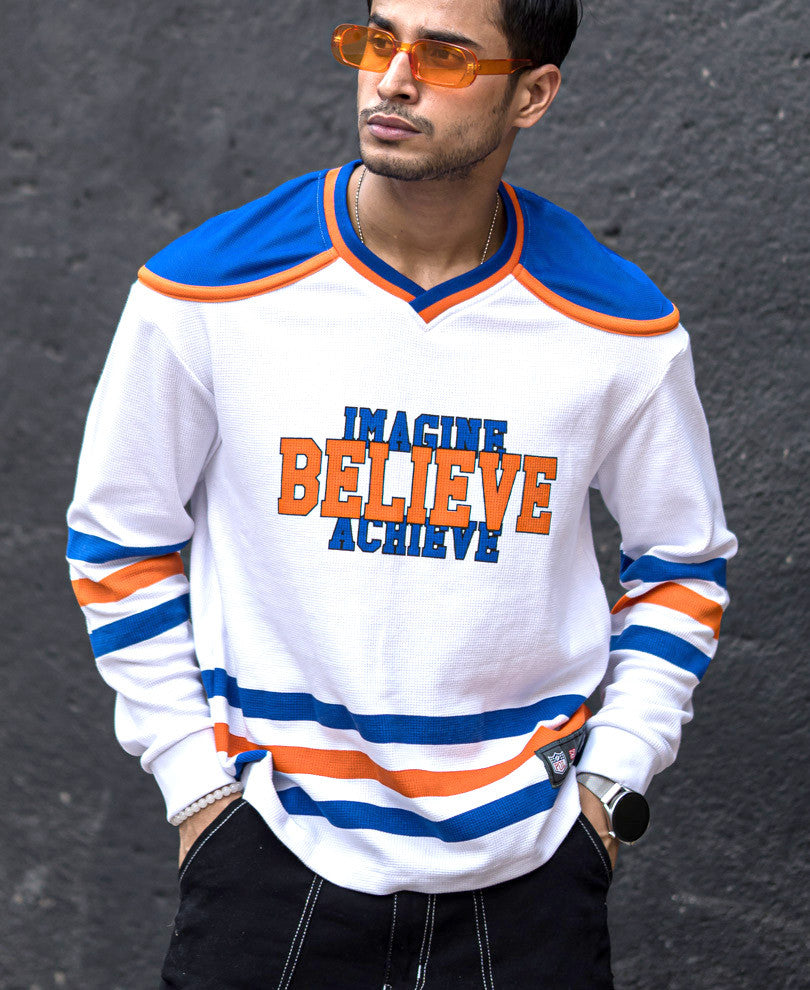 White Believe Print Oversize Drop Shoulder T Shirt