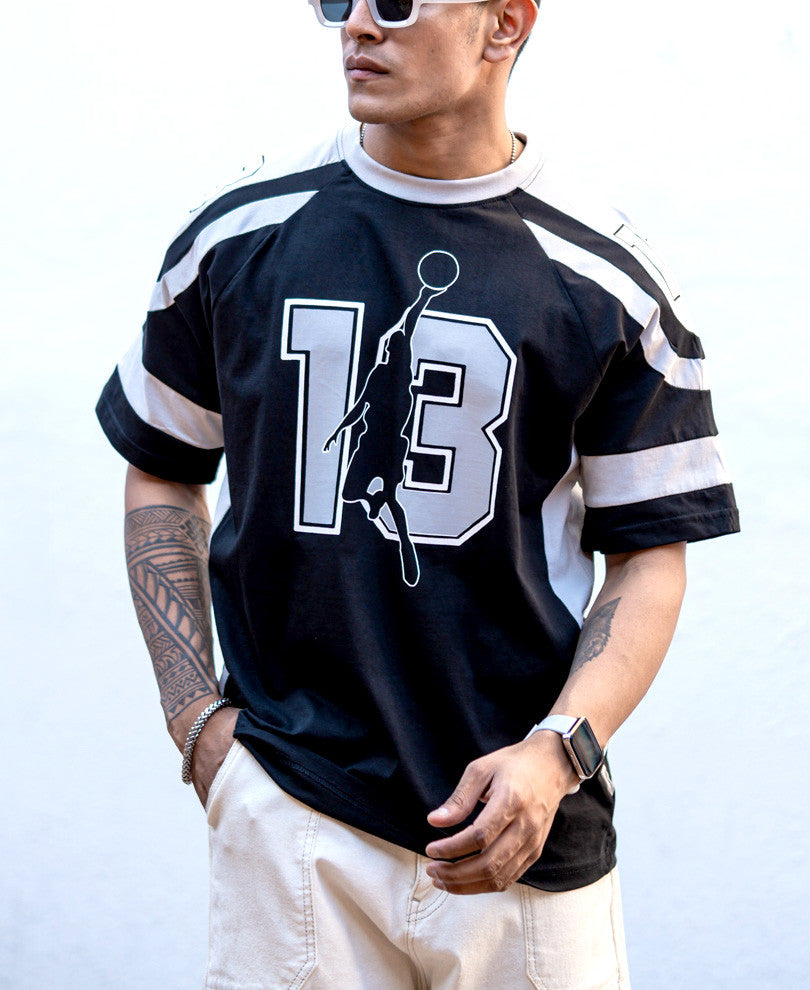 Black 13 Print Oversized T Shirt