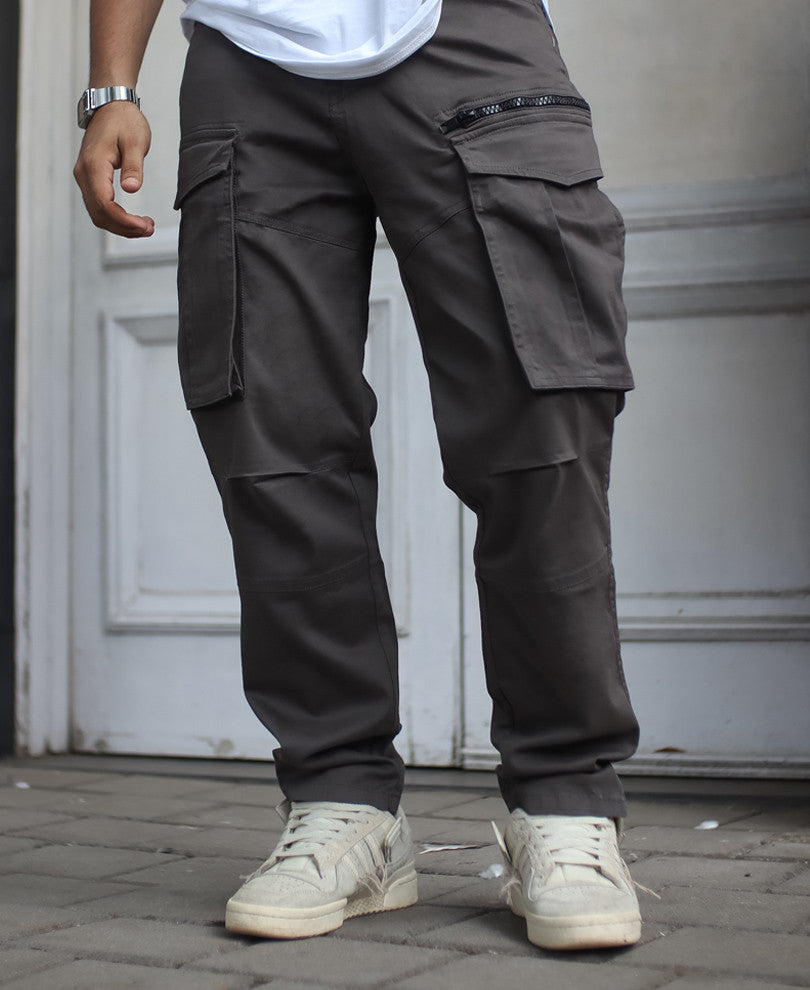 Dark Grey Regular Fit Cargo Pant