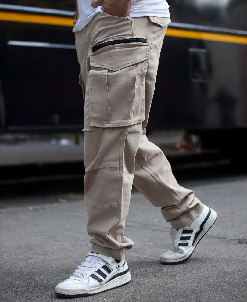 Beige Regular Fit Cargo Pant