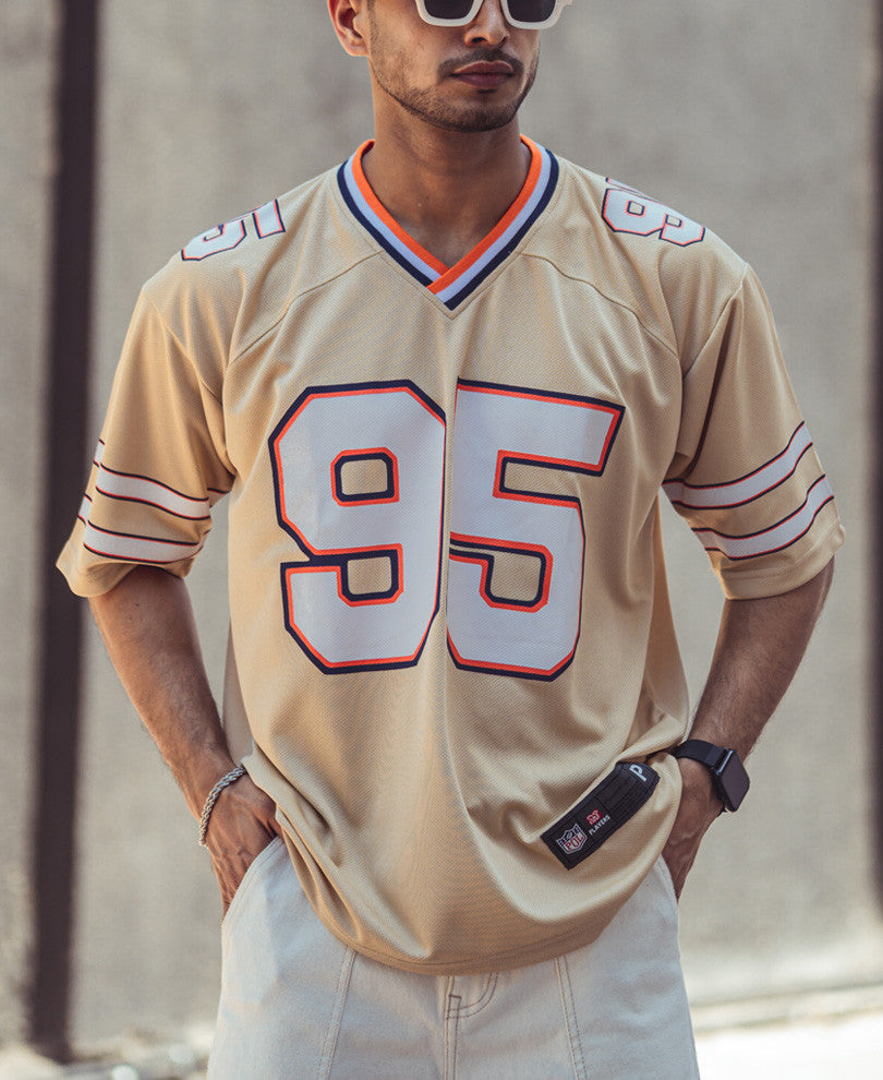 Beige 95 Print Oversize Drop Shoulder Dri-Fit Jersey