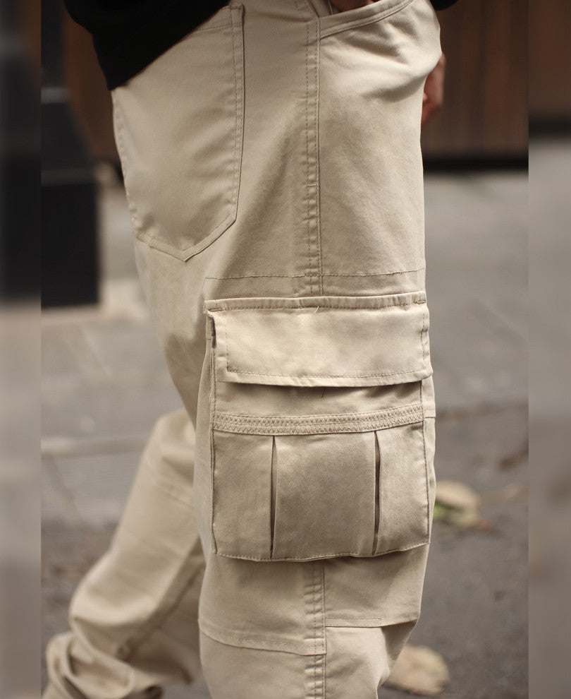 Camel Baggy Fit Side Pocket Cargo Pant