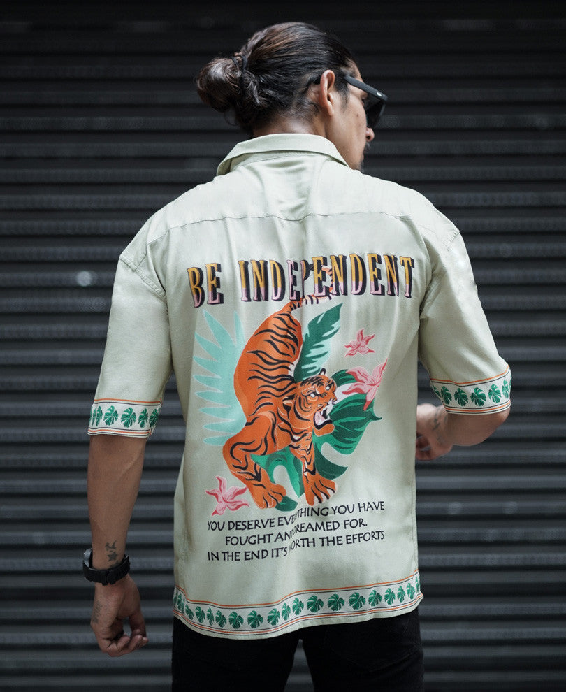Pista Be Independent Back Print Oversize Drop Shoulder Shirt
