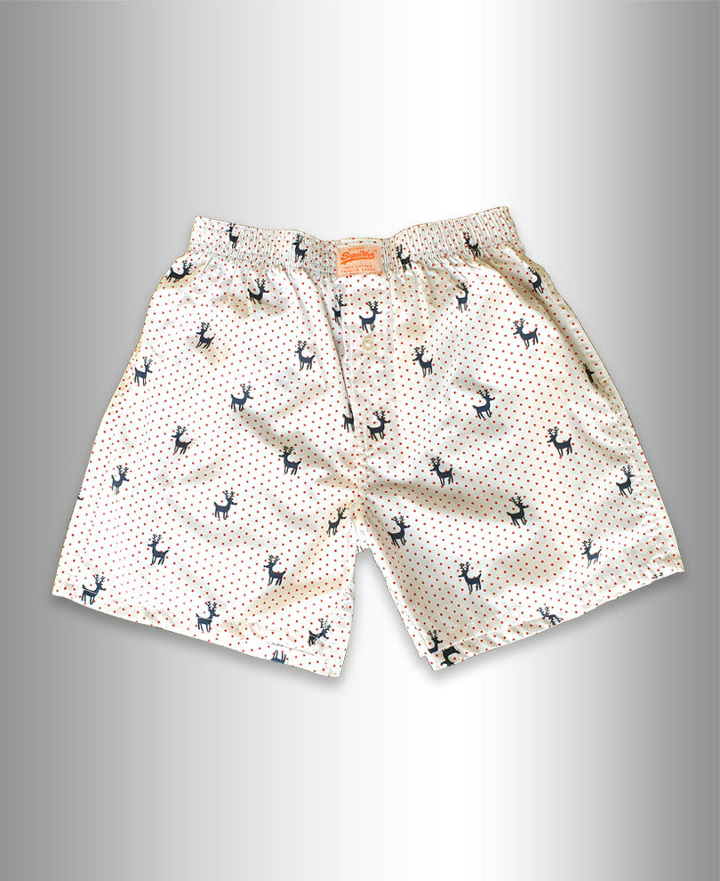 White Deer Print Boxer