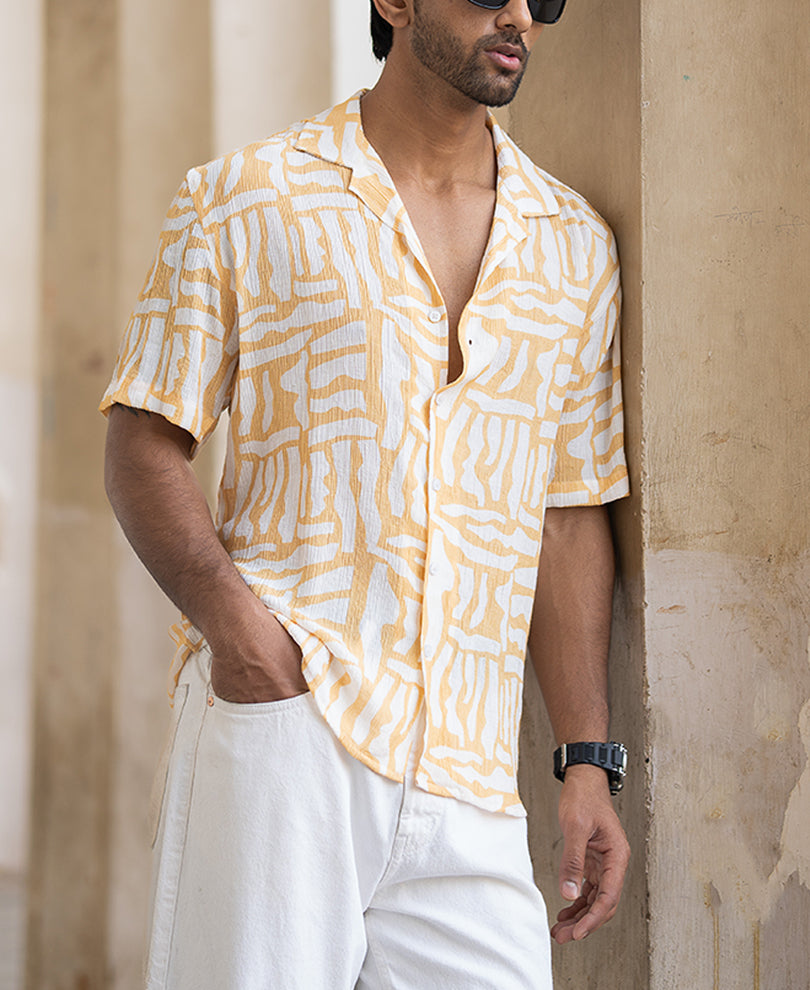 Amber Yellow Abstract Print Shirt
