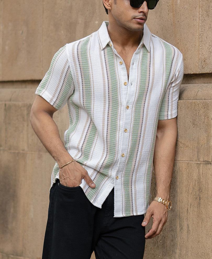 Multi Colour Regular Fit Structured Half Sleeves Shirt