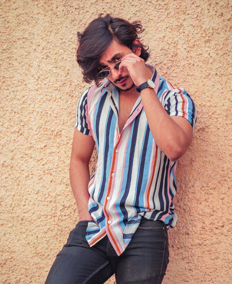 Multi Color Stripes Half Sleeves Shirt