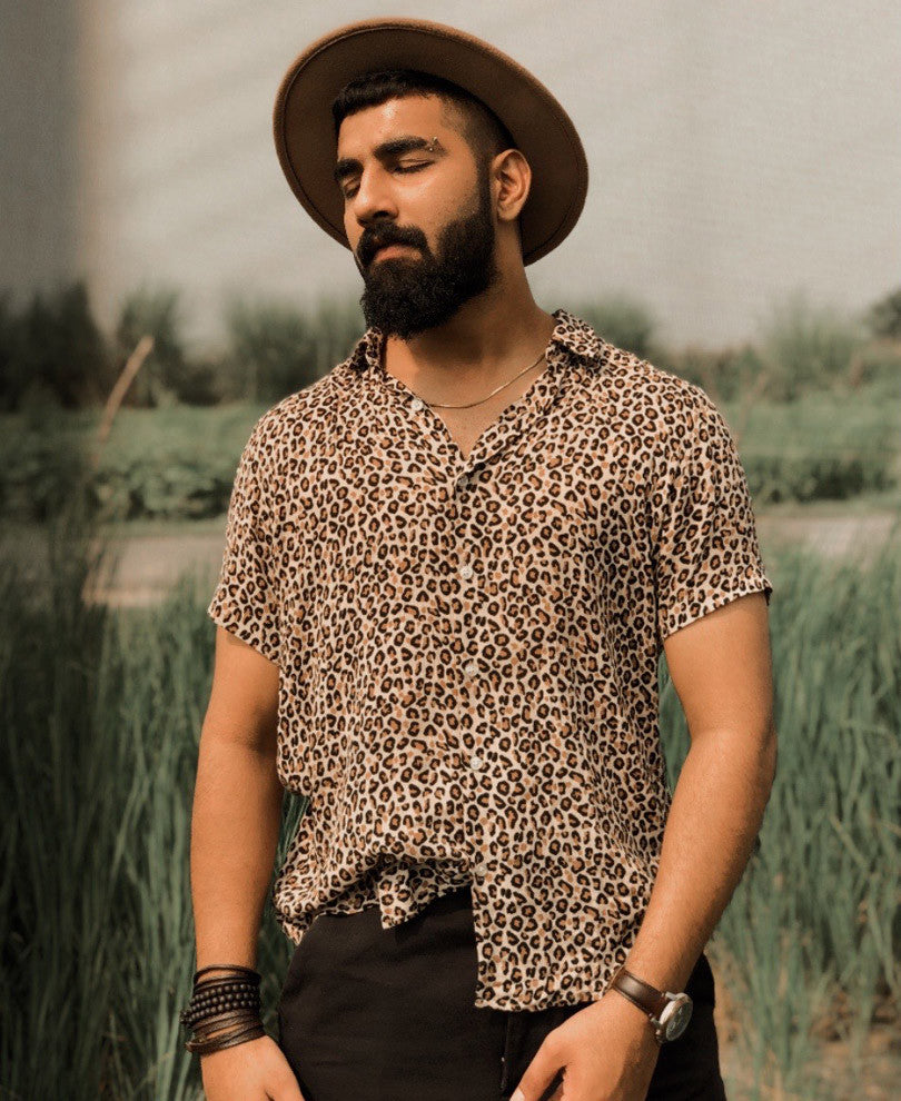 Leopard Printed Half Sleeves Shirt