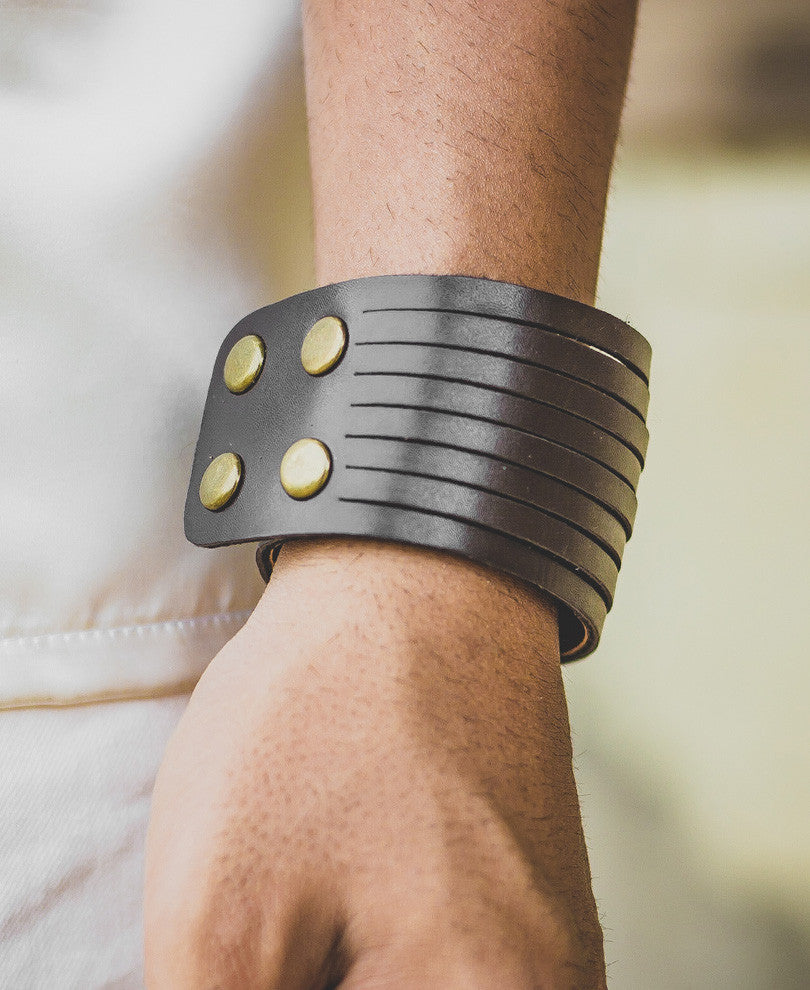 Big Brown Leather Wristband