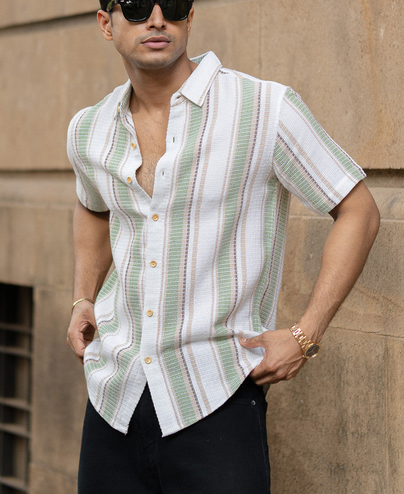 Multi Colour Regular Fit Structured Half Sleeves Shirt