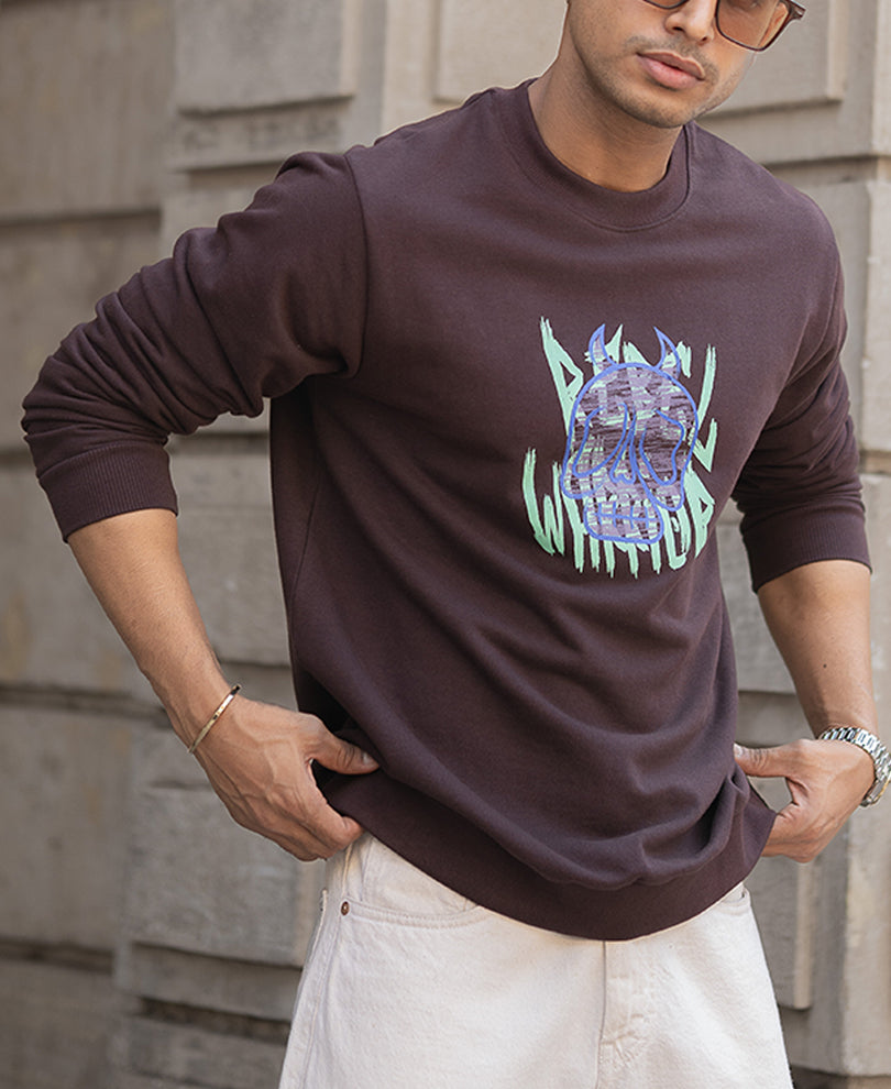 Coffee Brown Graphic SweaT-Shirt