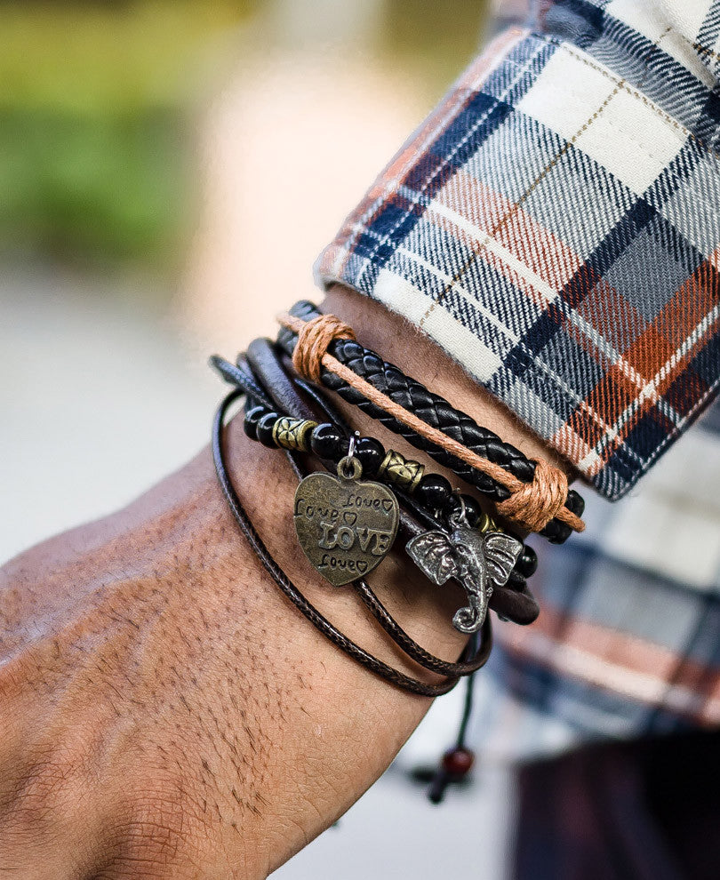 Black and Orange Mix Wrap Bracelet