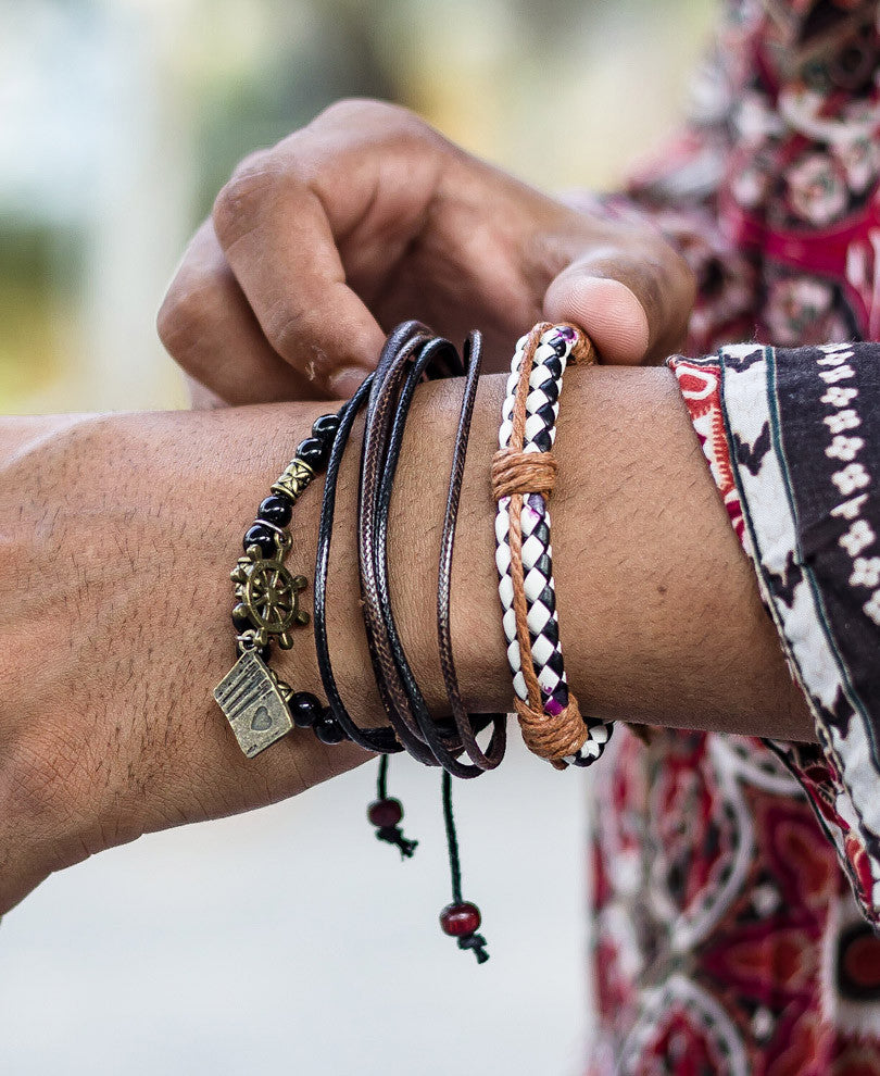 Black and White Mix Wrap Bracelet