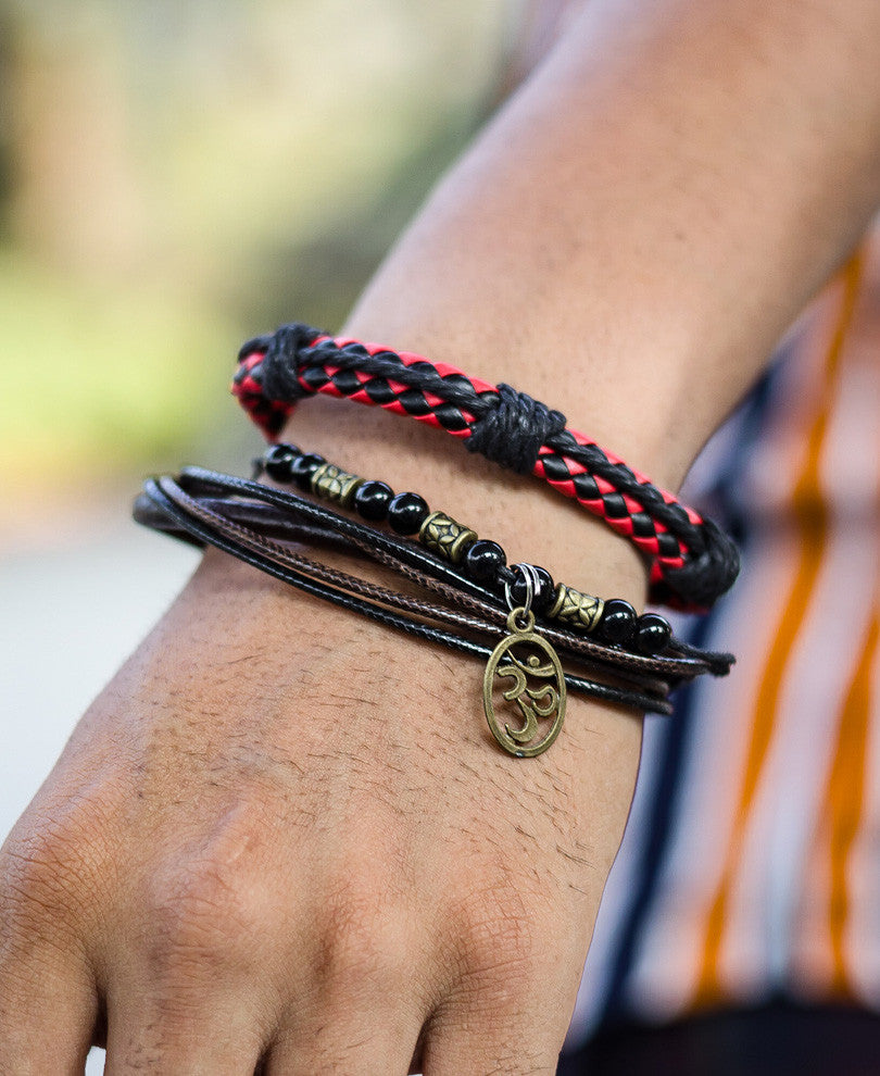 Red and Black Mix Wrap Bracelet