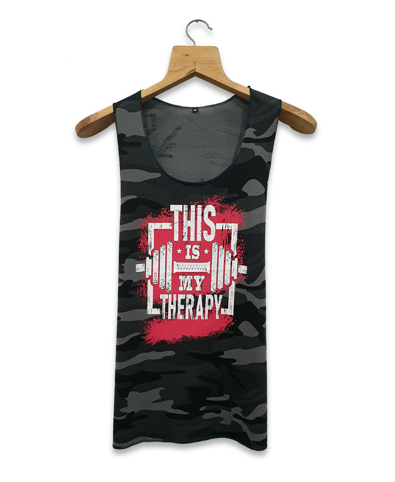 Grey Camouflage Therapy Printed Gym Vest