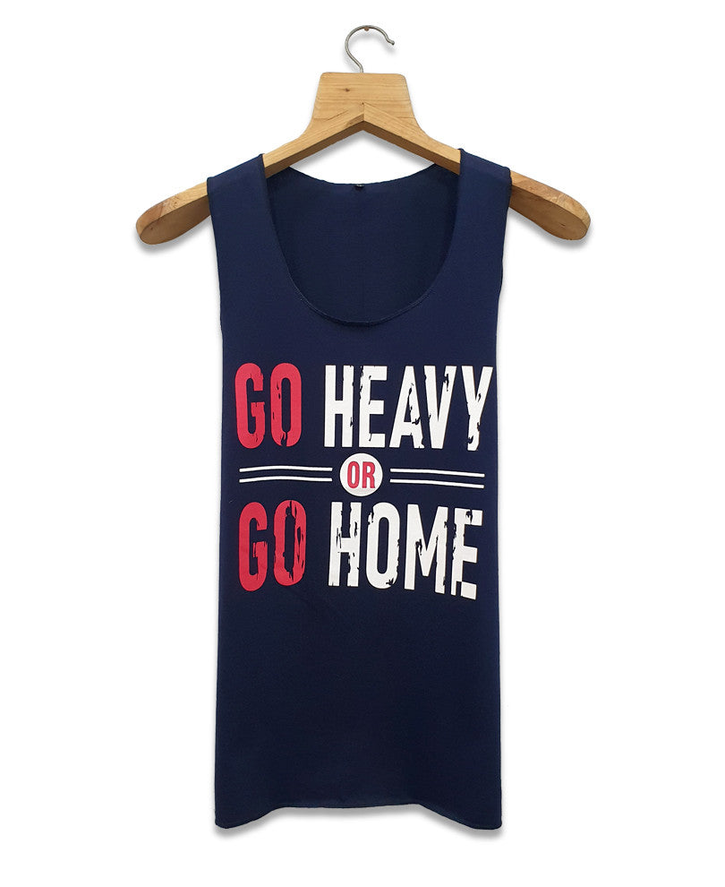 Navy Blue Go Heavy Quote Gym Vest