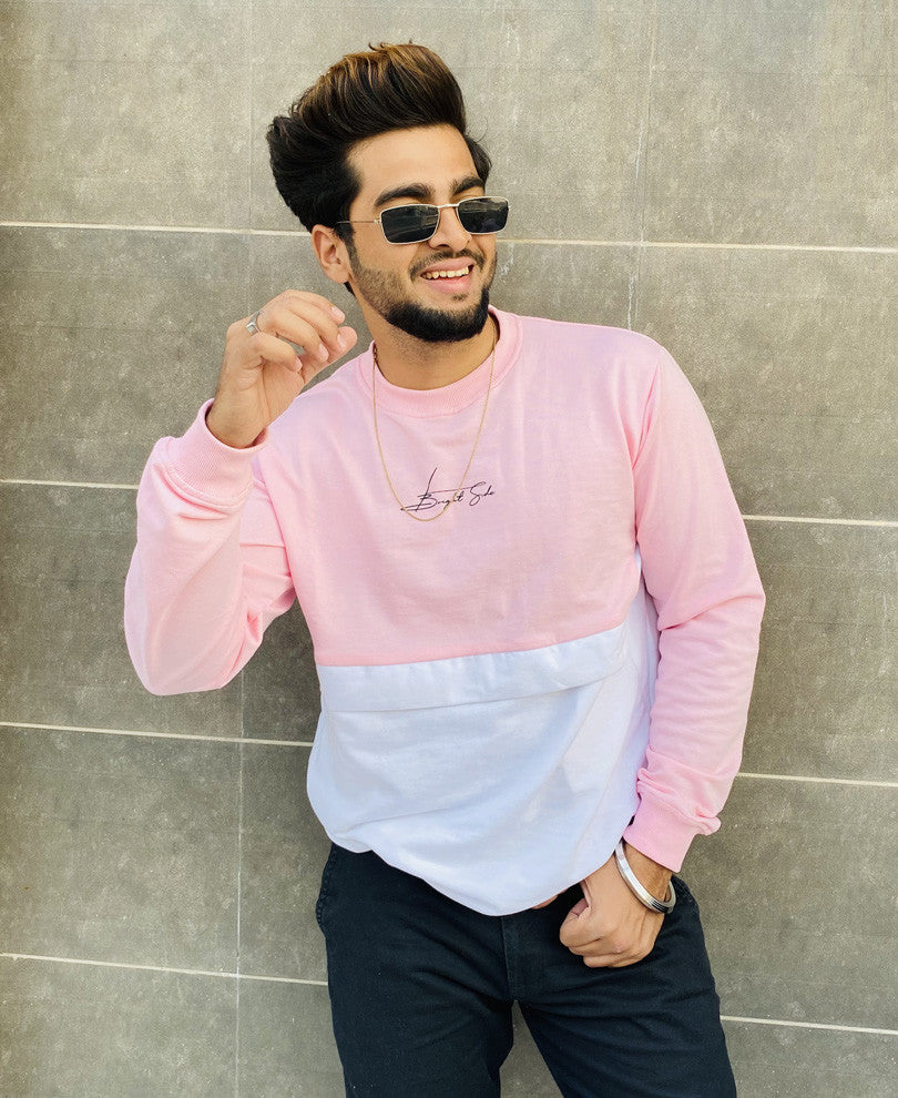 Pink and White Bright Side Full Sleeves T Shirt