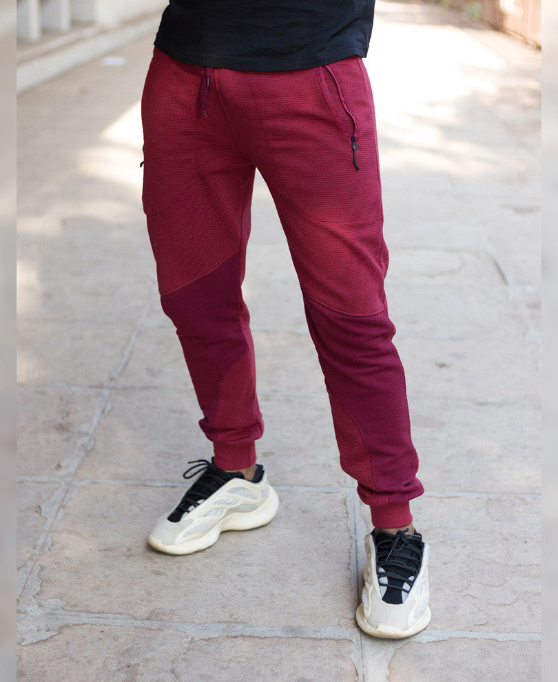 Mens Maroon Biker Joggers