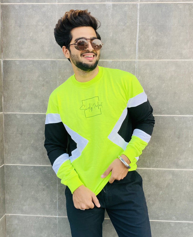 Neon Green Simply Perfect Printed Full Sleeves T Shirt